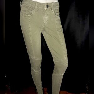 American Eagle Olive Green Skinny Moto Jeans